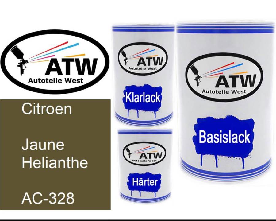 Citroen, Jaune Helianthe, AC-328: 500ml Lackdose + 500ml Klarlack + 250ml Härter - Set, von ATW Autoteile West.